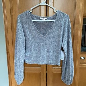 Cropped Balloon Sleeve Shirt